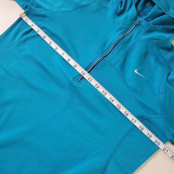 Nike Women's Dri-FIT Half-Zip Teal Athletic Running Hooded Pullover - Picture 4 of 16